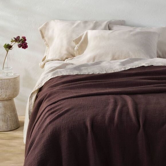 Casaluna Other - Casaluna -  Cotton Slub Blanket Fig Brown Lightweight Brown